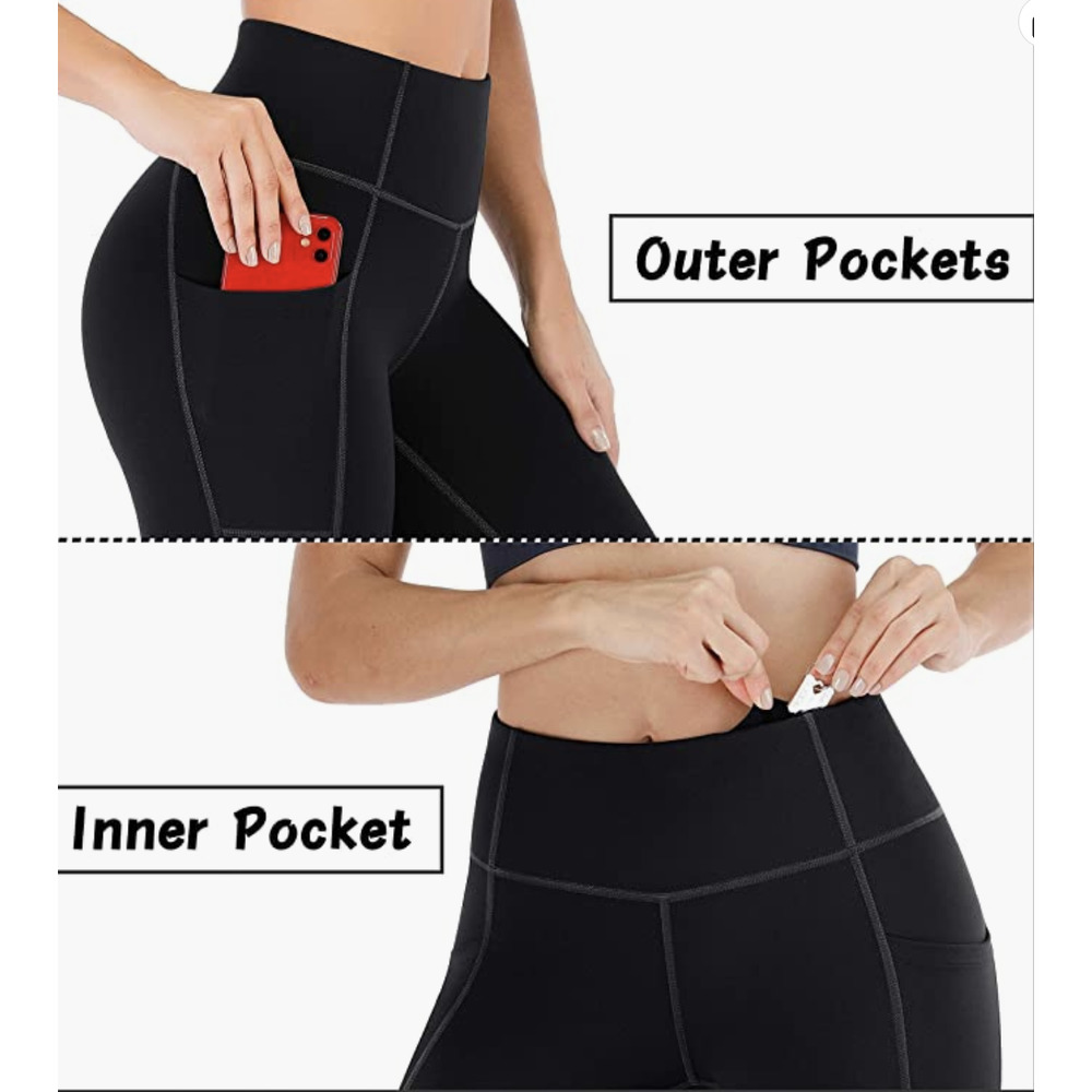 NEW Heathyoga Black High Waisted Yoga Workout Leggings Pants with Pockets | XXL - Picture 4 of 7